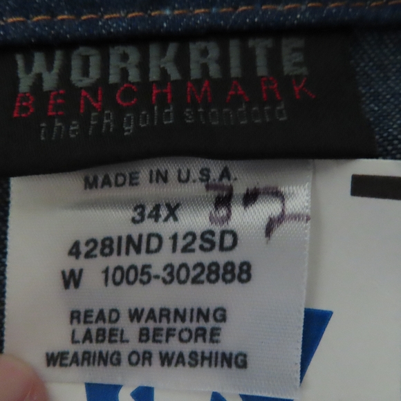 NEW! Workrite FR FLAME RESISTANT HRC2 indura loosefit 34X32 Denim Jeans - Picture 5 of 8